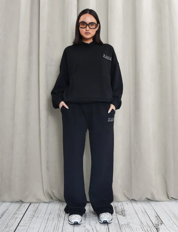 Kaiia Shadow Logo Wide Leg Sweat Pants Black sold by Public Desire