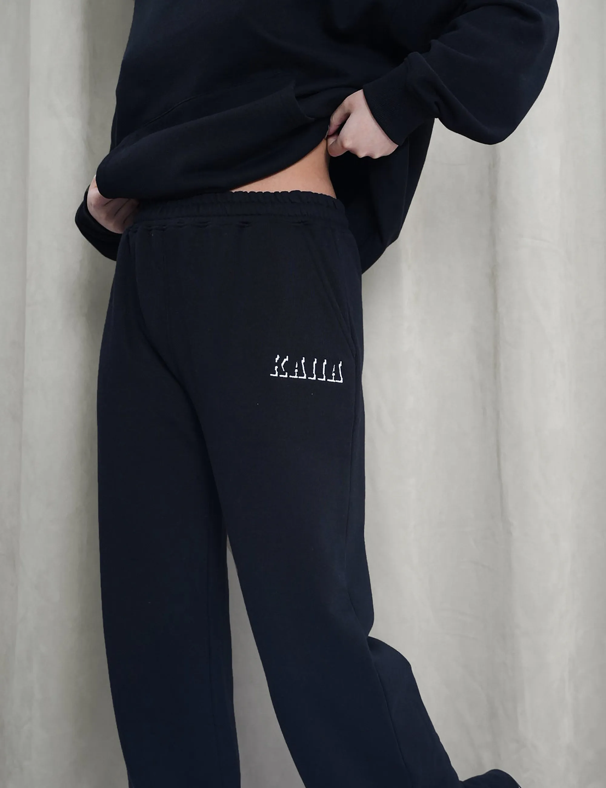 Kaiia Shadow Logo Wide Leg Sweat Pants Black sold by Public Desire product image thumbnail 4