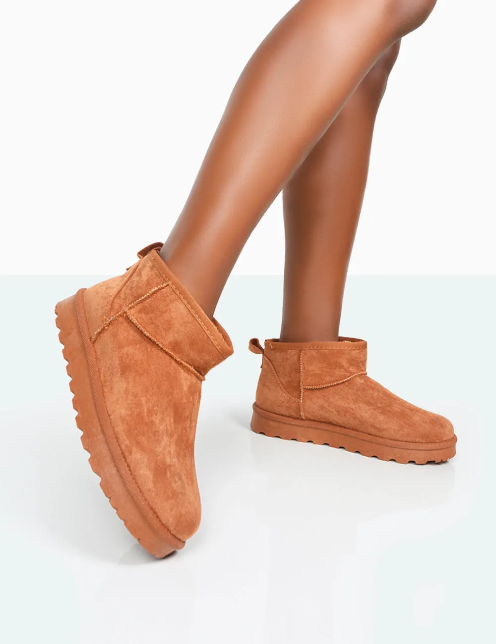 Flurry Chestnut Brown Faux Suede Ultra Mini Ankle Boots sold by Public Desire product image thumbnail 2