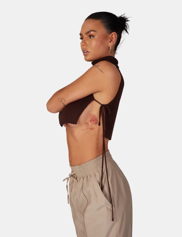 Tie Side Roll Neck Crop Top sold by Public Desire