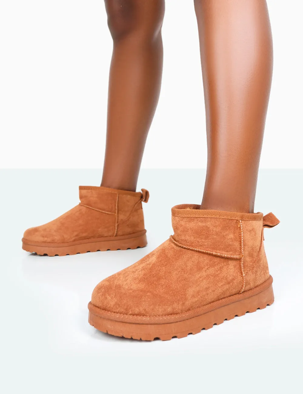 Flurry Chestnut Brown Faux Suede Ultra Mini Ankle Boots sold by Public Desire product image thumbnail 3