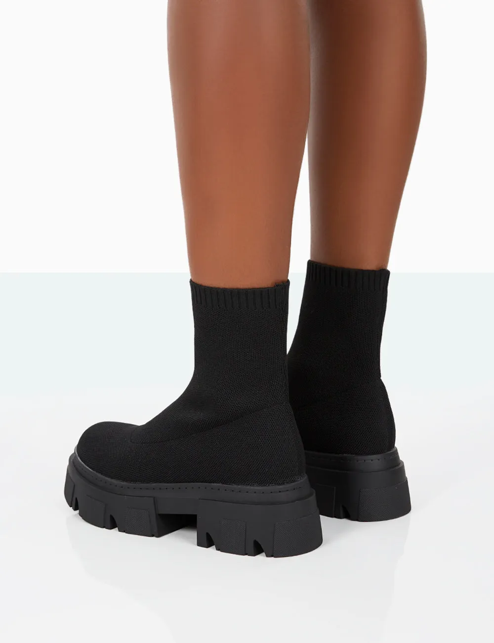 Nola Black Knit Platform Chunky Sole Ankle Boots sold by Public Desire product image thumbnail 3