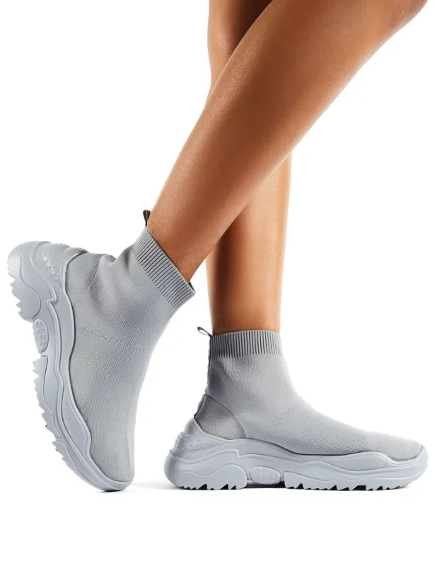 Callie Grey Knitted Sock Trainers made by Public Desire