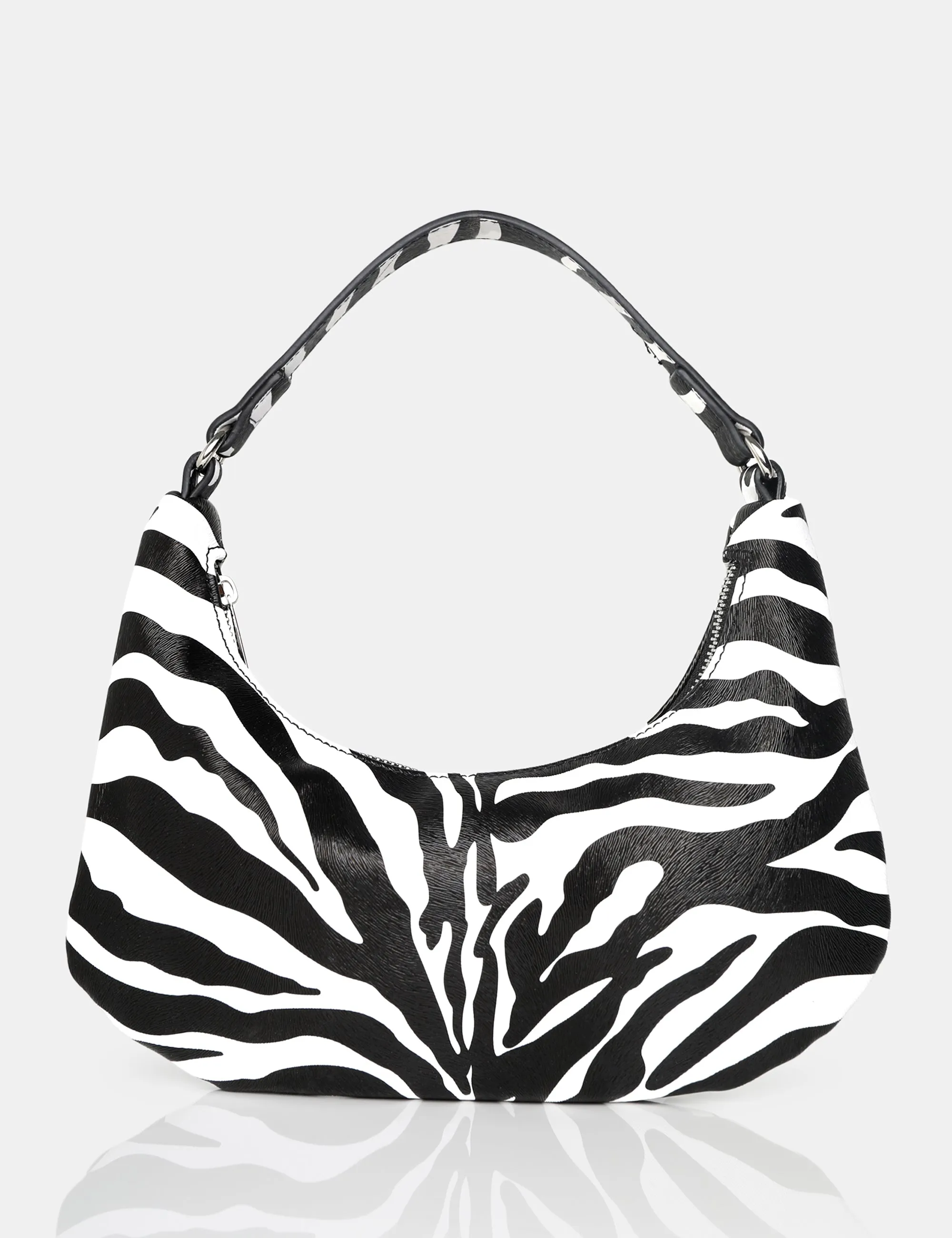 The Shiloh Zebra Monochrome PU Shoulder Bag sold by Public Desire