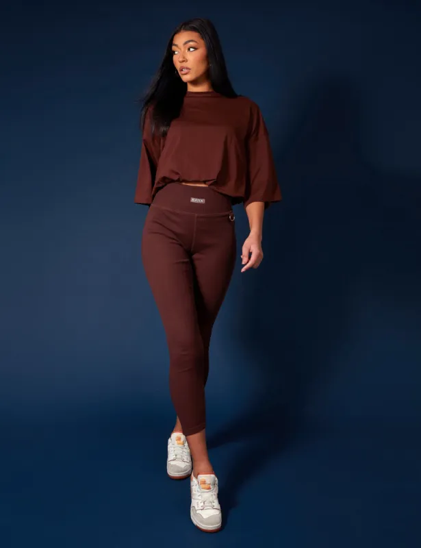 Ribbed Kaiia Sport Leggings Chocolate sold by Public Desire
