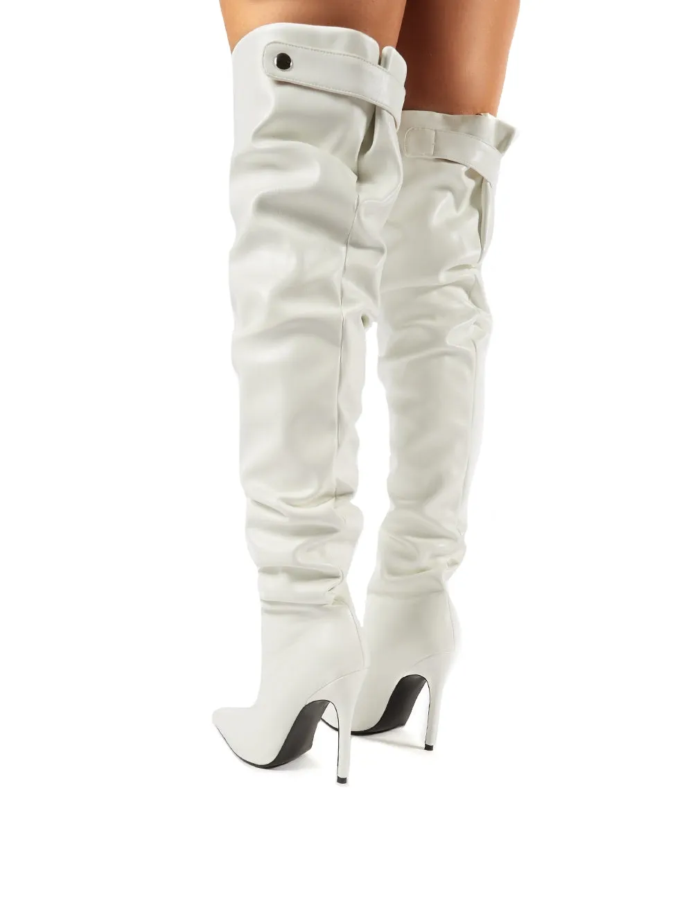 Impulse White PU Slouch Stiletto Heeled Over the Knee Boots sold by Public Desire product image thumbnail 4
