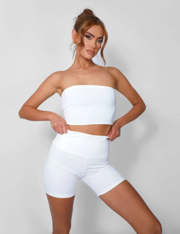 Thick Waistband Cycling Shorts White sold by Public Desire