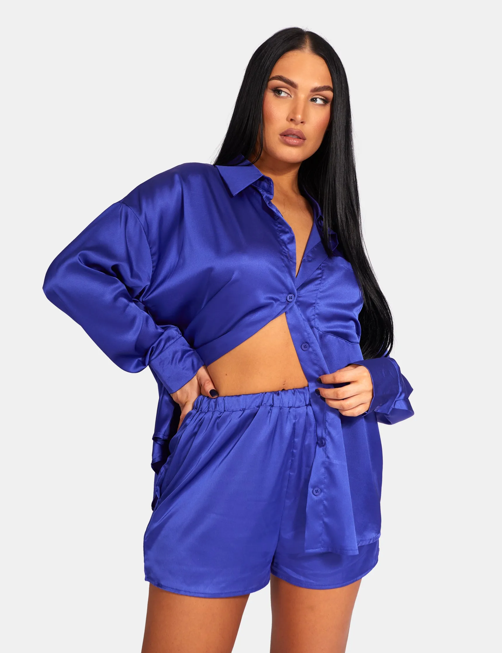 Oversized Satin Shirt Purple sold by Public Desire