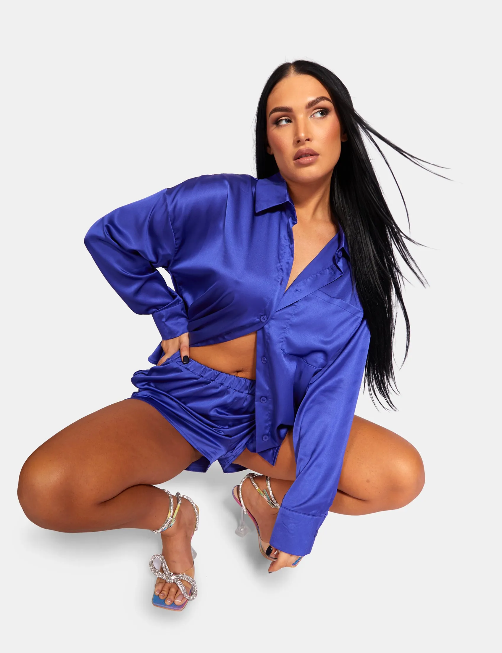 Oversized Satin Shirt Purple sold by Public Desire product image thumbnail 3