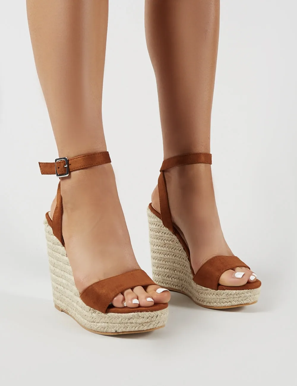 Sydney Espadrille Wedges in Tan Faux Suede sold by Public Desire product image thumbnail 3
