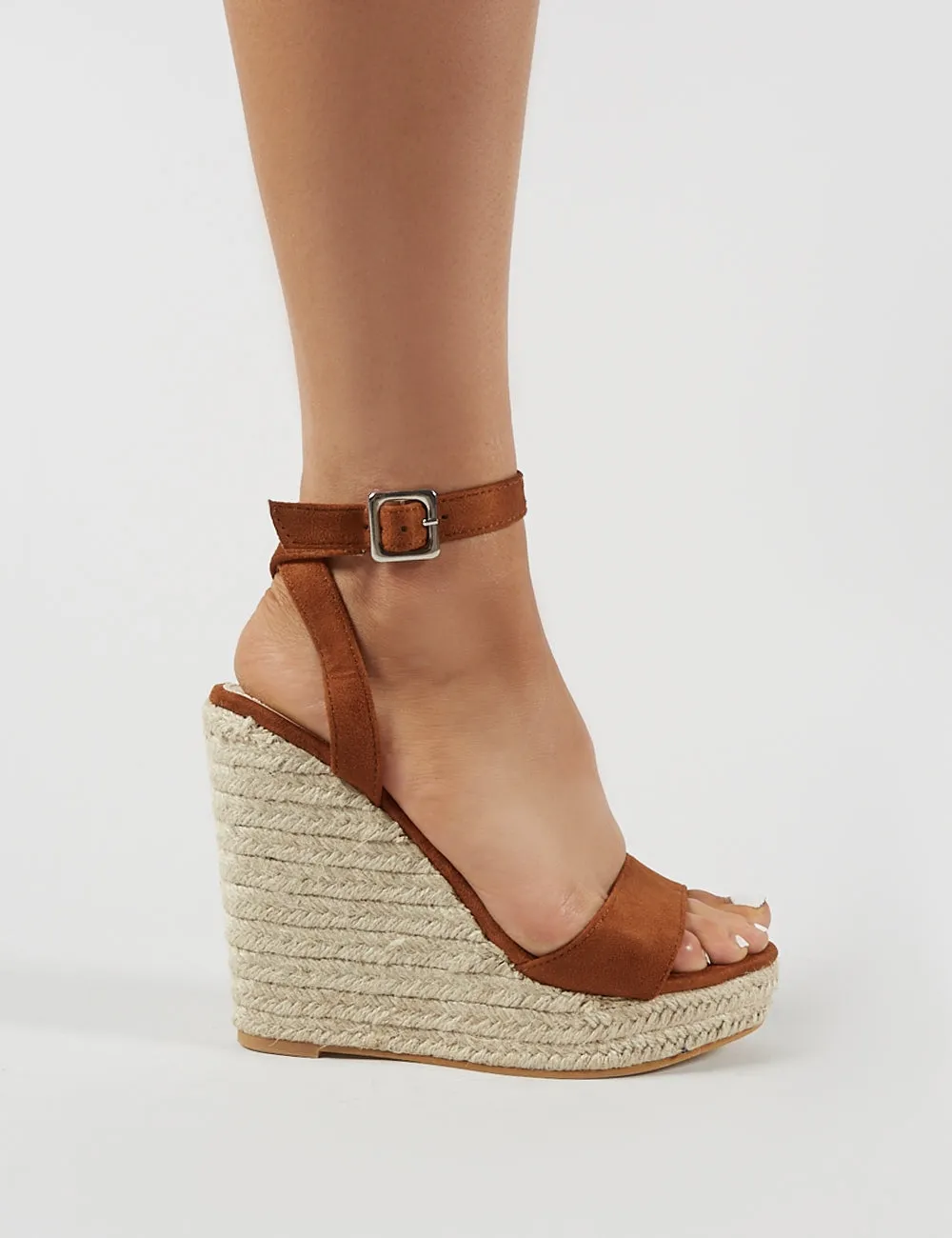 Sydney Espadrille Wedges in Tan Faux Suede sold by Public Desire product image thumbnail 5