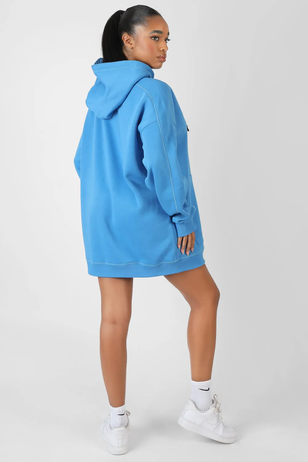 Contrast Stitch Slogan Hoodie Sweat Dress Blue sold by Public Desire product image thumbnail 3