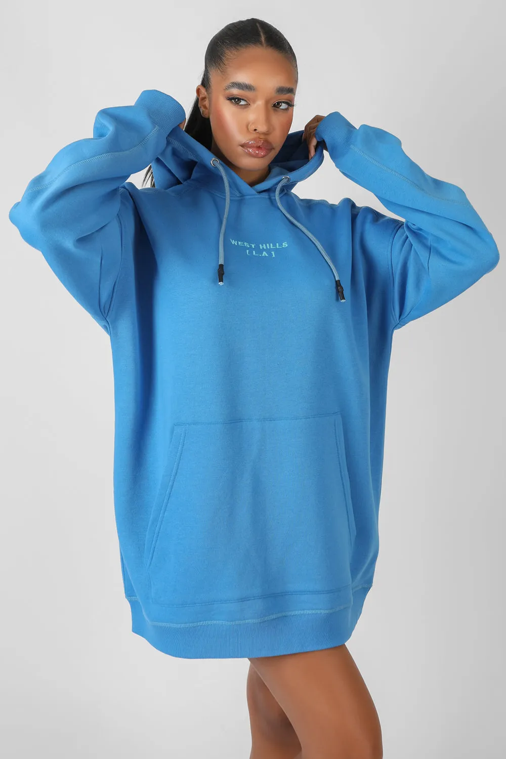 Contrast Stitch Slogan Hoodie Sweat Dress Blue sold by Public Desire product image thumbnail 4