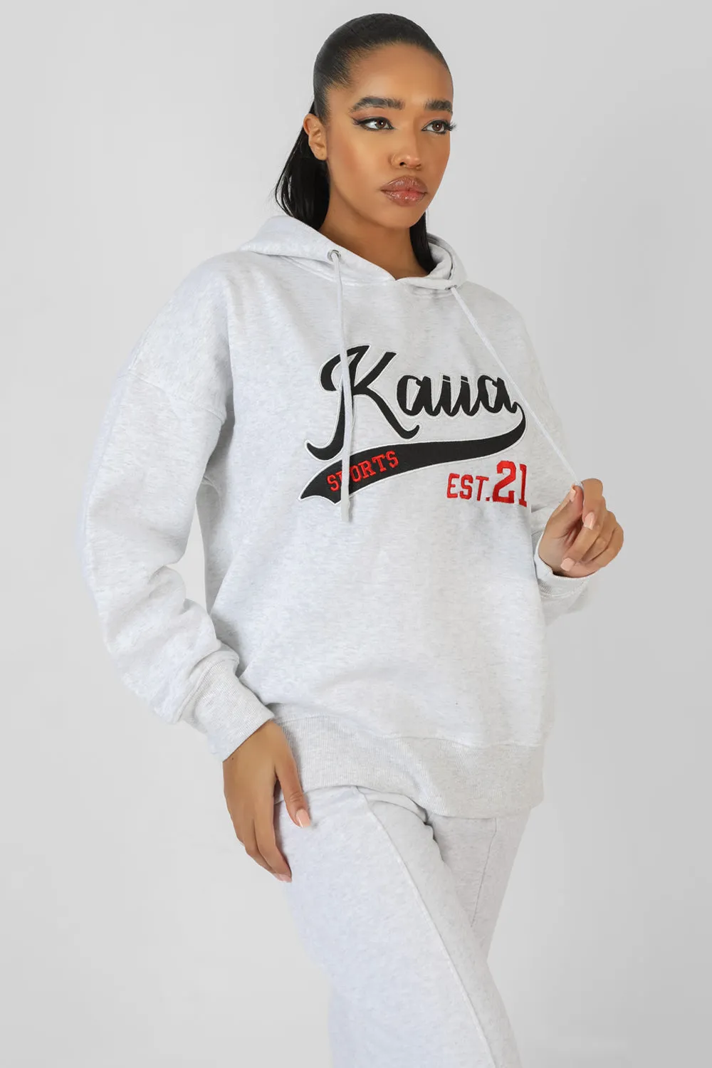 Varsity Embroidery Oversized Hoodie Oatmeal Marl sold by Public Desire product image thumbnail 2