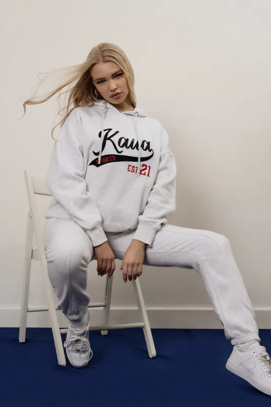 Varsity Embroidery Oversized Hoodie Oatmeal Marl sold by Public Desire