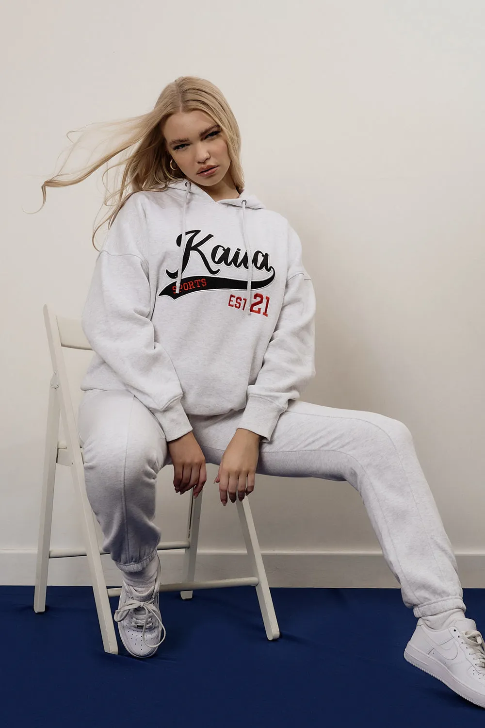 Varsity Embroidery Oversized Hoodie Oatmeal Marl sold by Public Desire