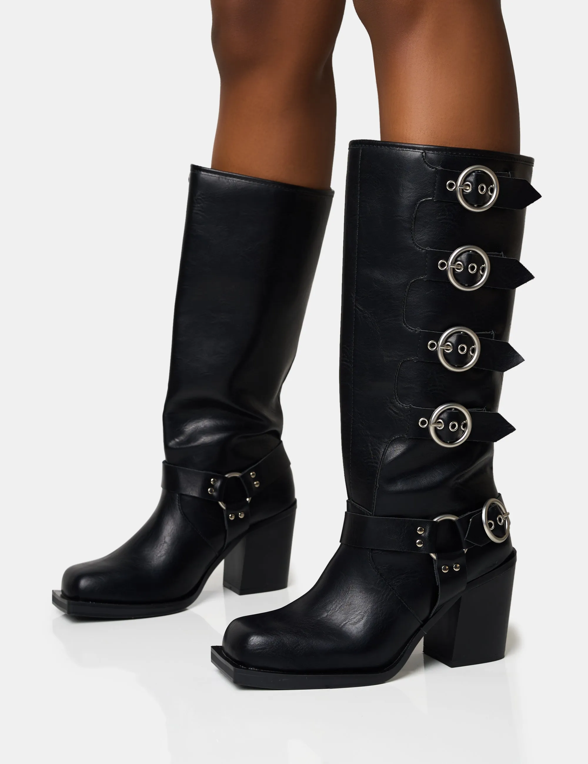 Fetish Black Pu Buckle Detail Knee High Boots sold by Public Desire product image thumbnail 3