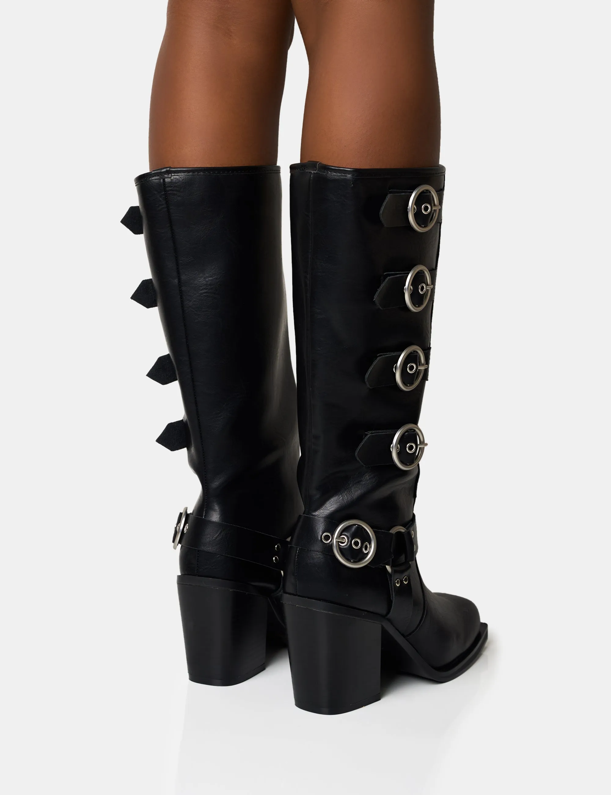 Fetish Black Pu Buckle Detail Knee High Boots sold by Public Desire product image thumbnail 4