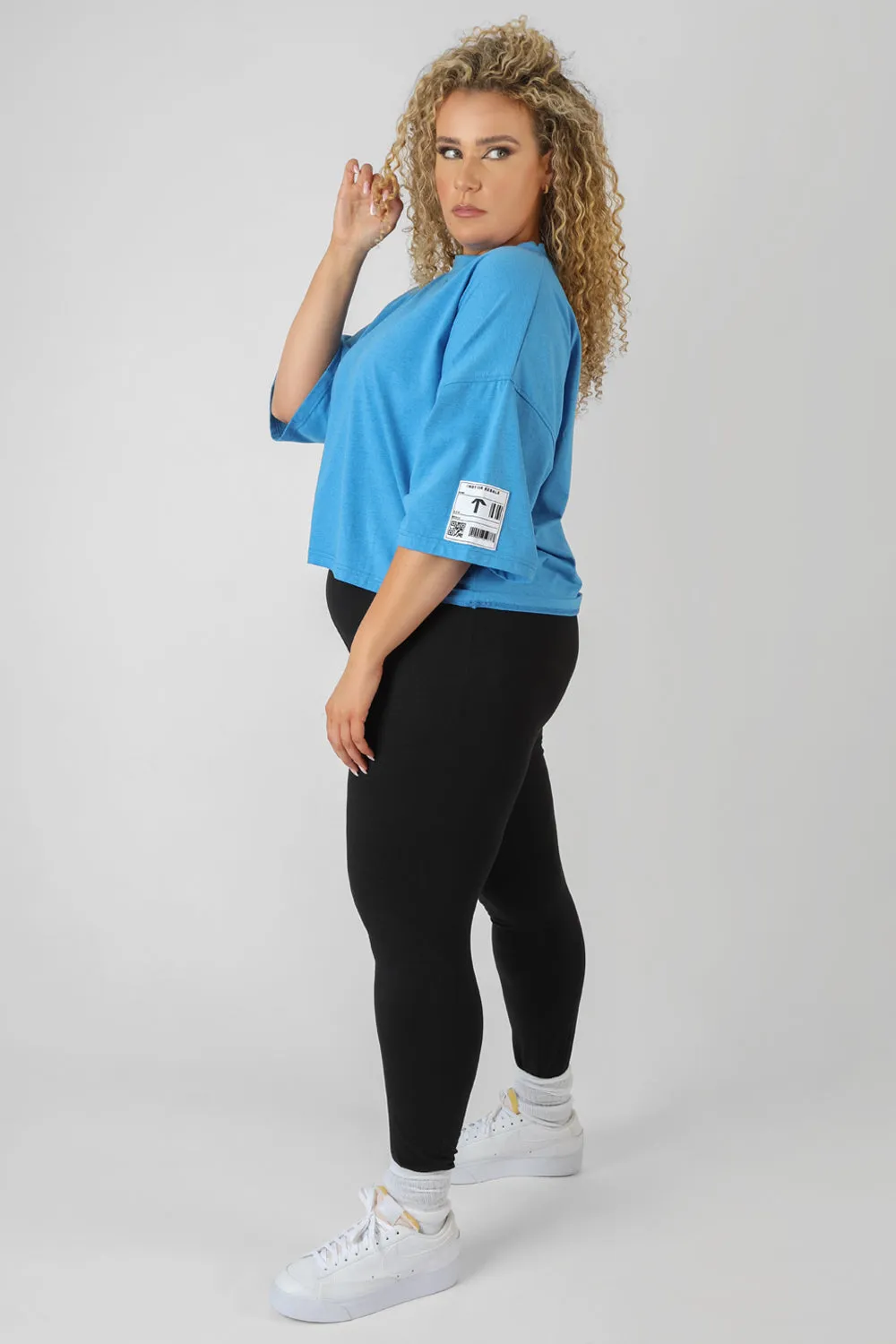 Curve Oversized Boxy Cropped Patch T-Shirt Blue sold by Public Desire product image thumbnail 2