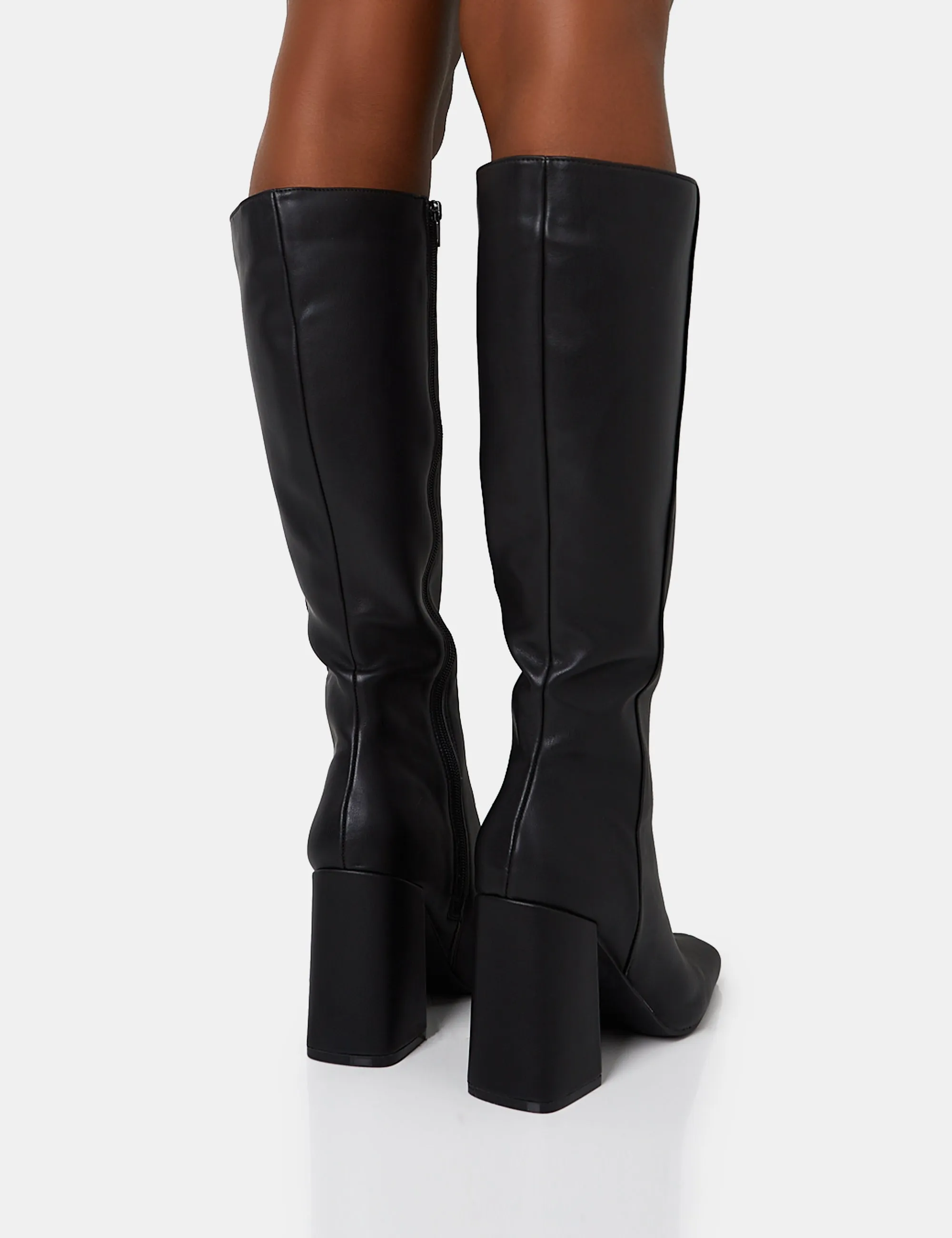Apology Black Pu Knee High Block Heel Boots sold by Public Desire product image thumbnail 4