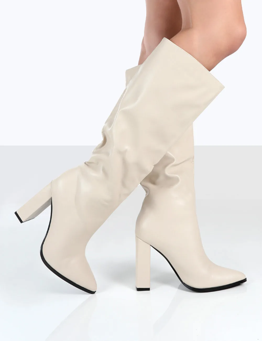 Posie Stone Pu Knee High Block Heel Boots sold by Public Desire product image thumbnail 2