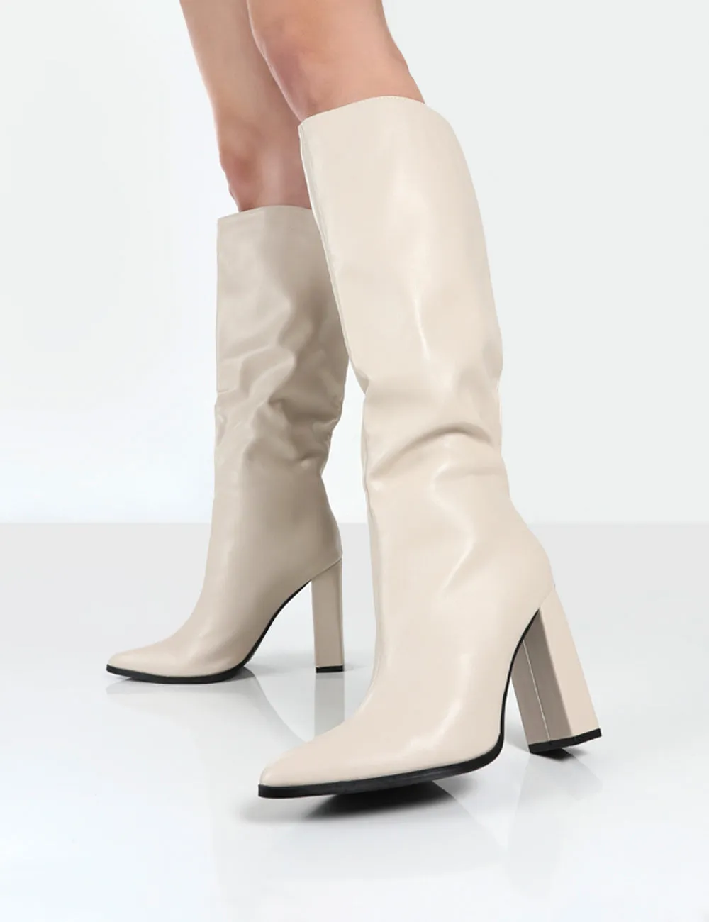 Posie Stone Pu Knee High Block Heel Boots sold by Public Desire product image thumbnail 3