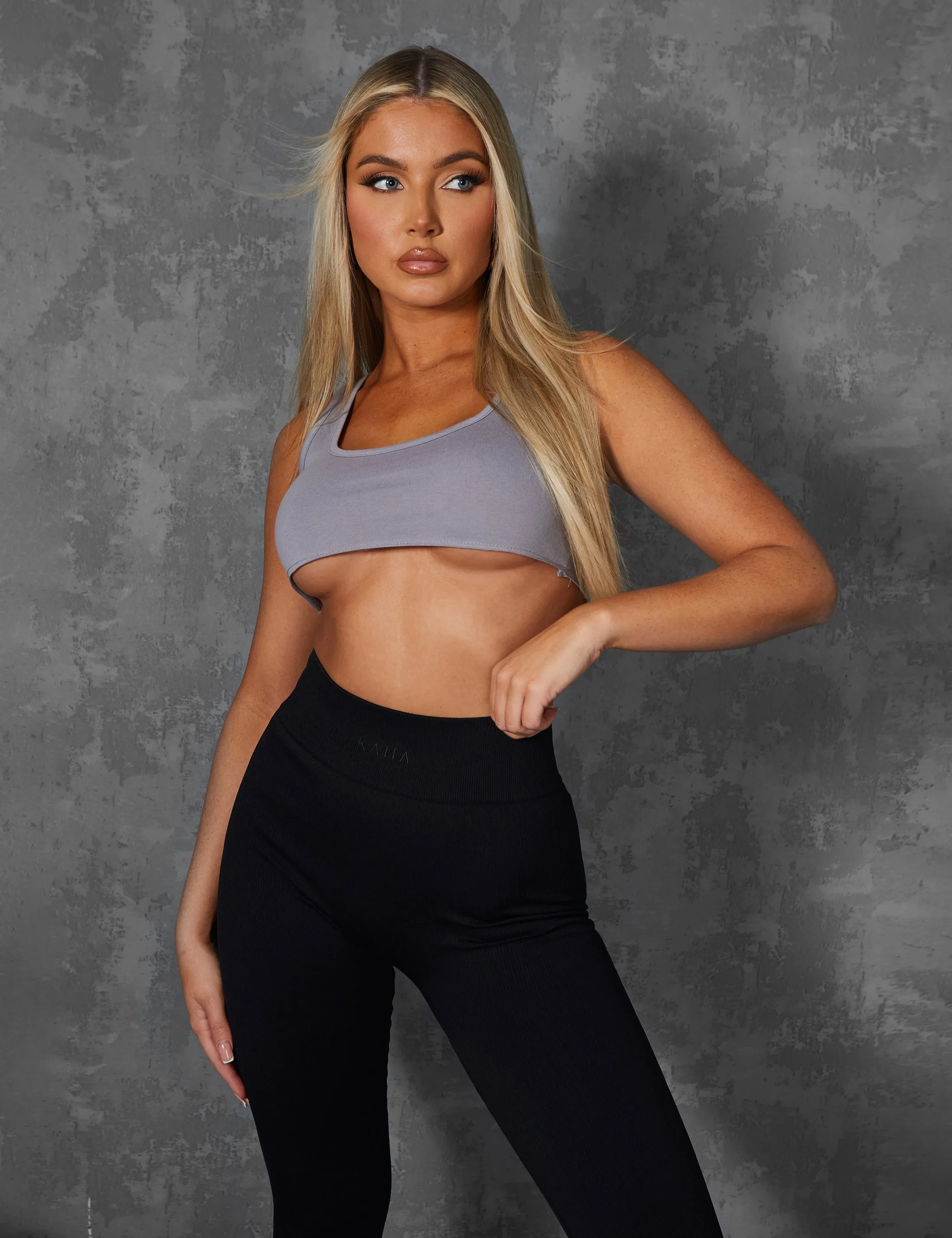 Raw Hem Scoop Neck Crop Top Grey sold by Public Desire