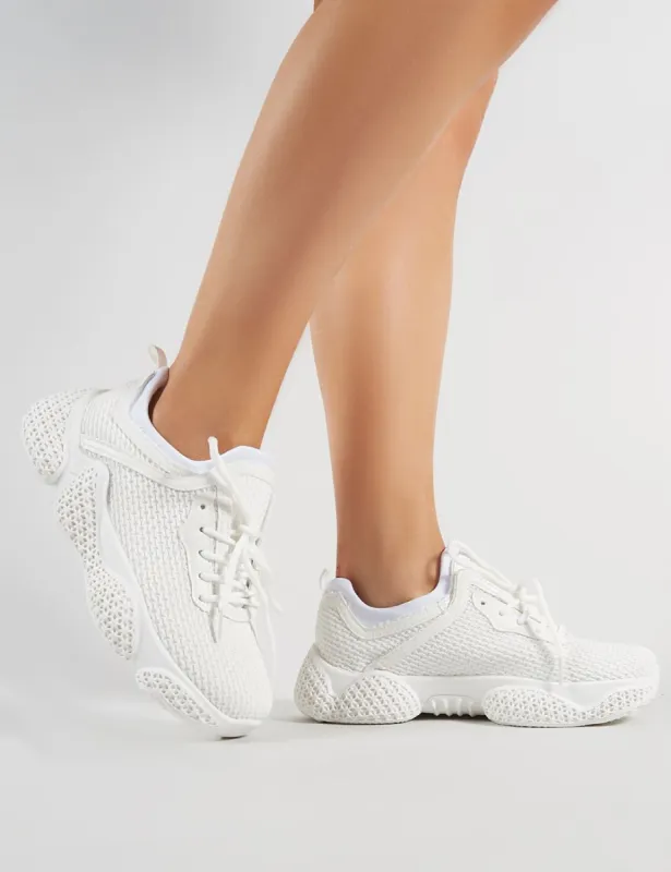 Blur Chunky Mesh Trainers in White sold by Public Desire