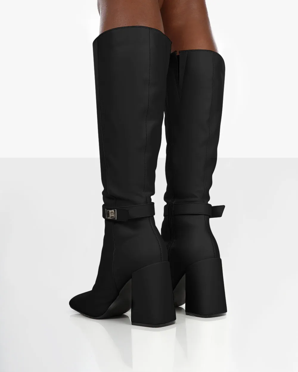 Apologetic Black Pu Knee High Block Heel Boots sold by Public Desire product image thumbnail 3