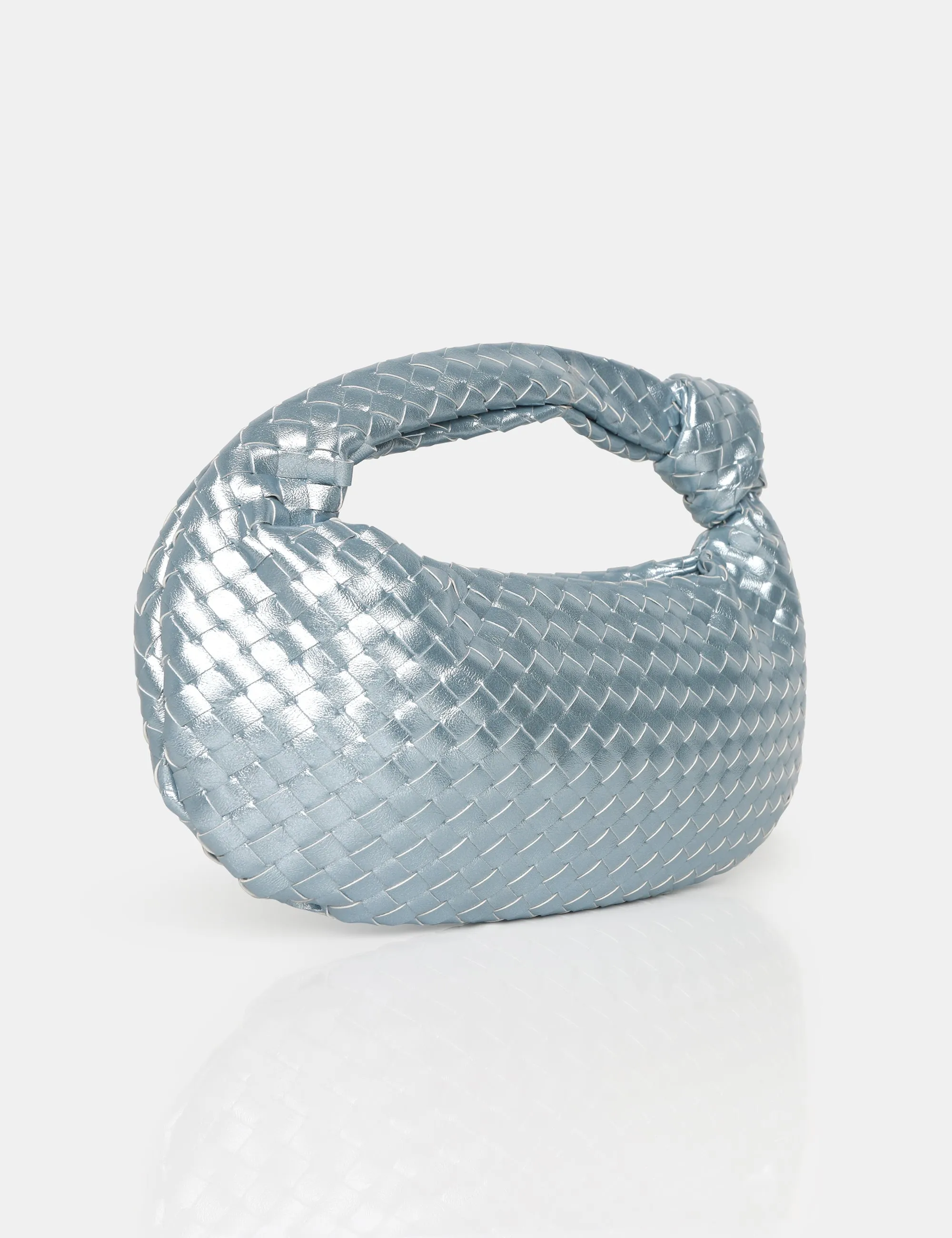 The Blame Metallic Silver Iridescent Woven Knot Detail Mini Grab Bag sold by Public Desire product image thumbnail 2