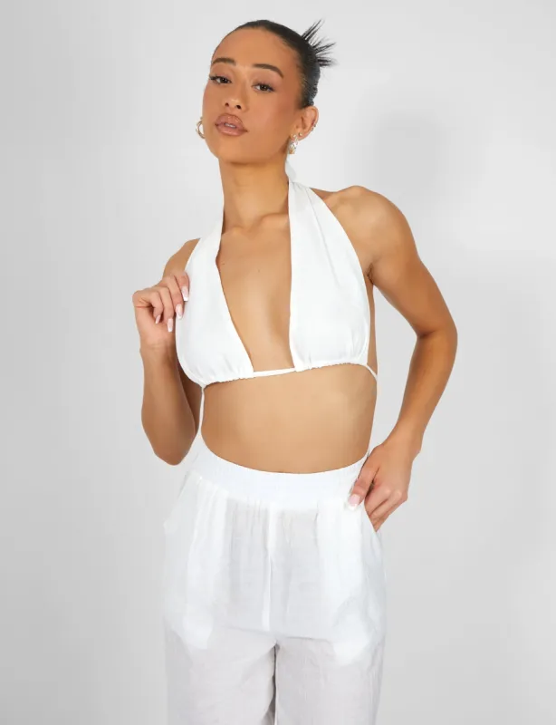 Crinkle Halterneck Top White sold by Public Desire
