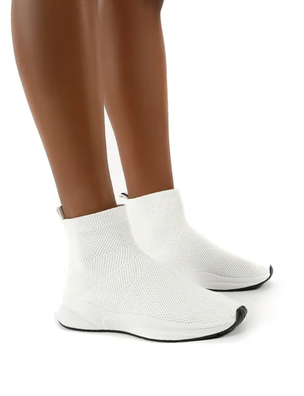 Pursue White Knit Sock Fit Trainers sold by Public Desire