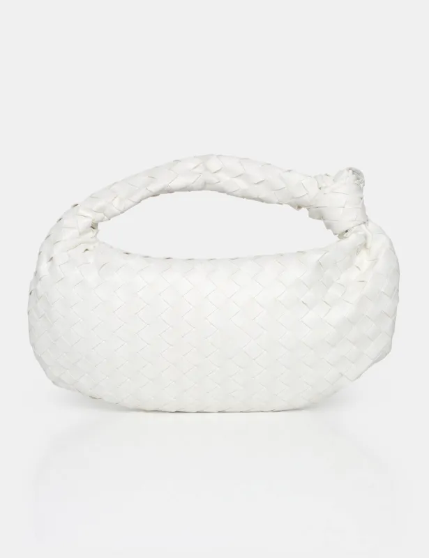 The Blame White Woven PU Knot Detail Mini Grab Bag sold by Public Desire