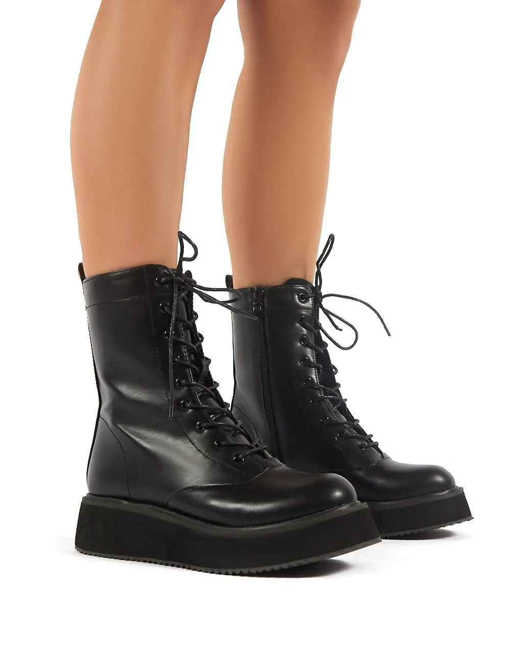 Haven Black Lace Up Chunky Ankle Boots sold by Public Desire product image thumbnail 4