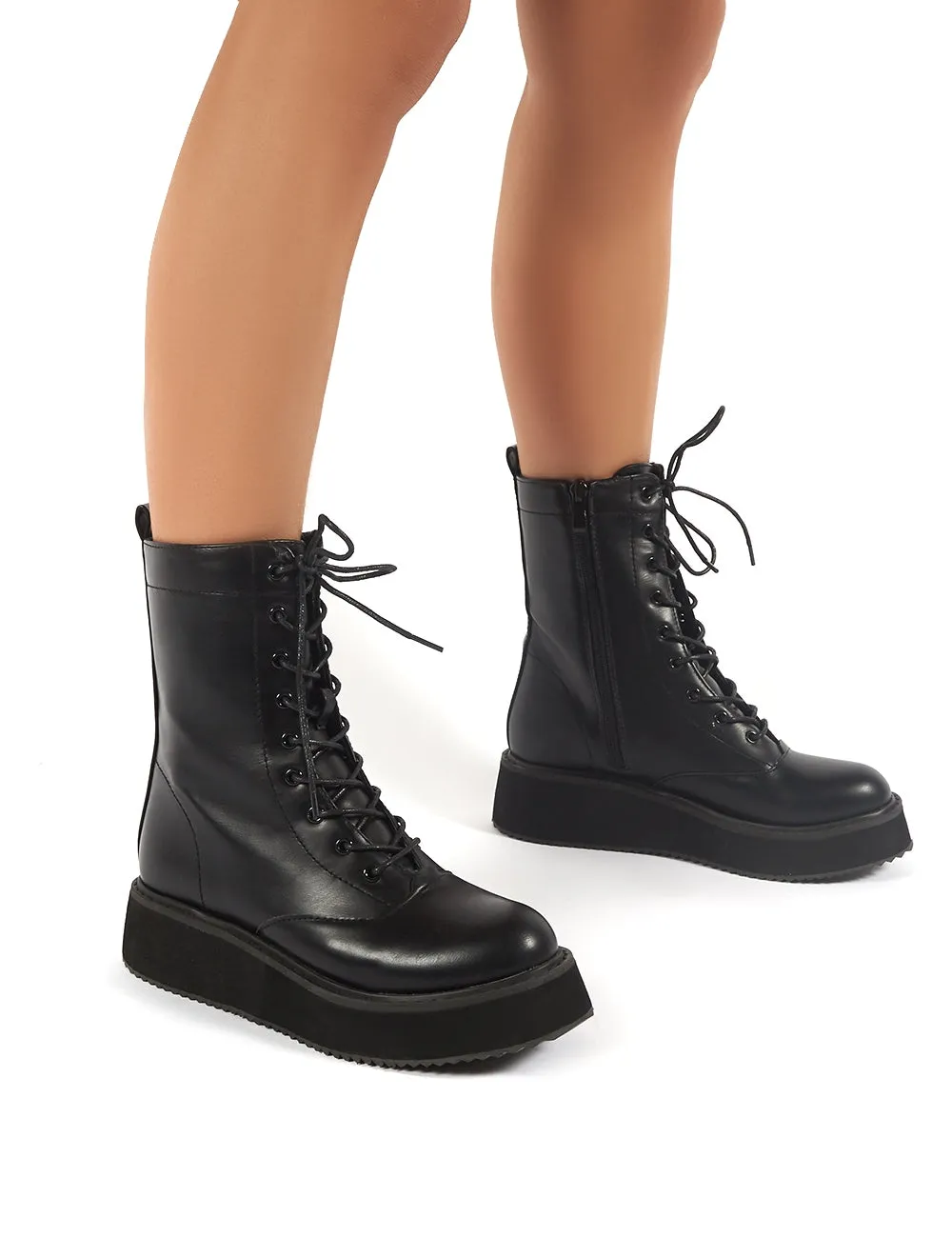 Haven Black Lace Up Chunky Ankle Boots sold by Public Desire product image thumbnail 2