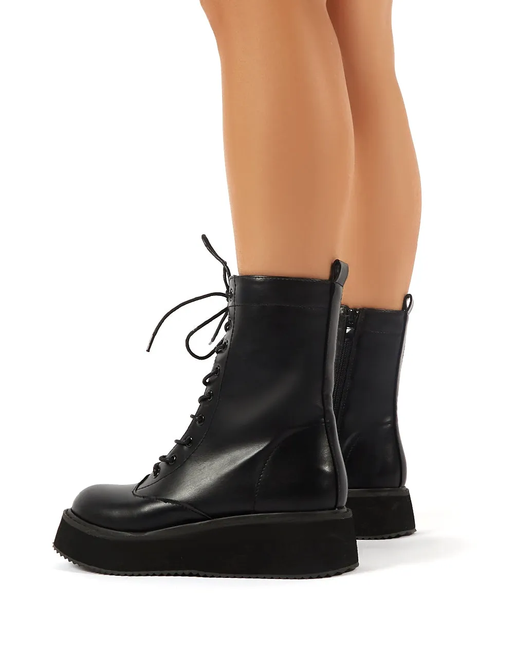 Haven Black Lace Up Chunky Ankle Boots sold by Public Desire product image thumbnail 3