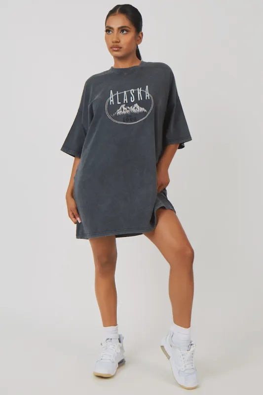 Oversize Graphic T-Shirt Dress Acid Wash sold by Public Desire