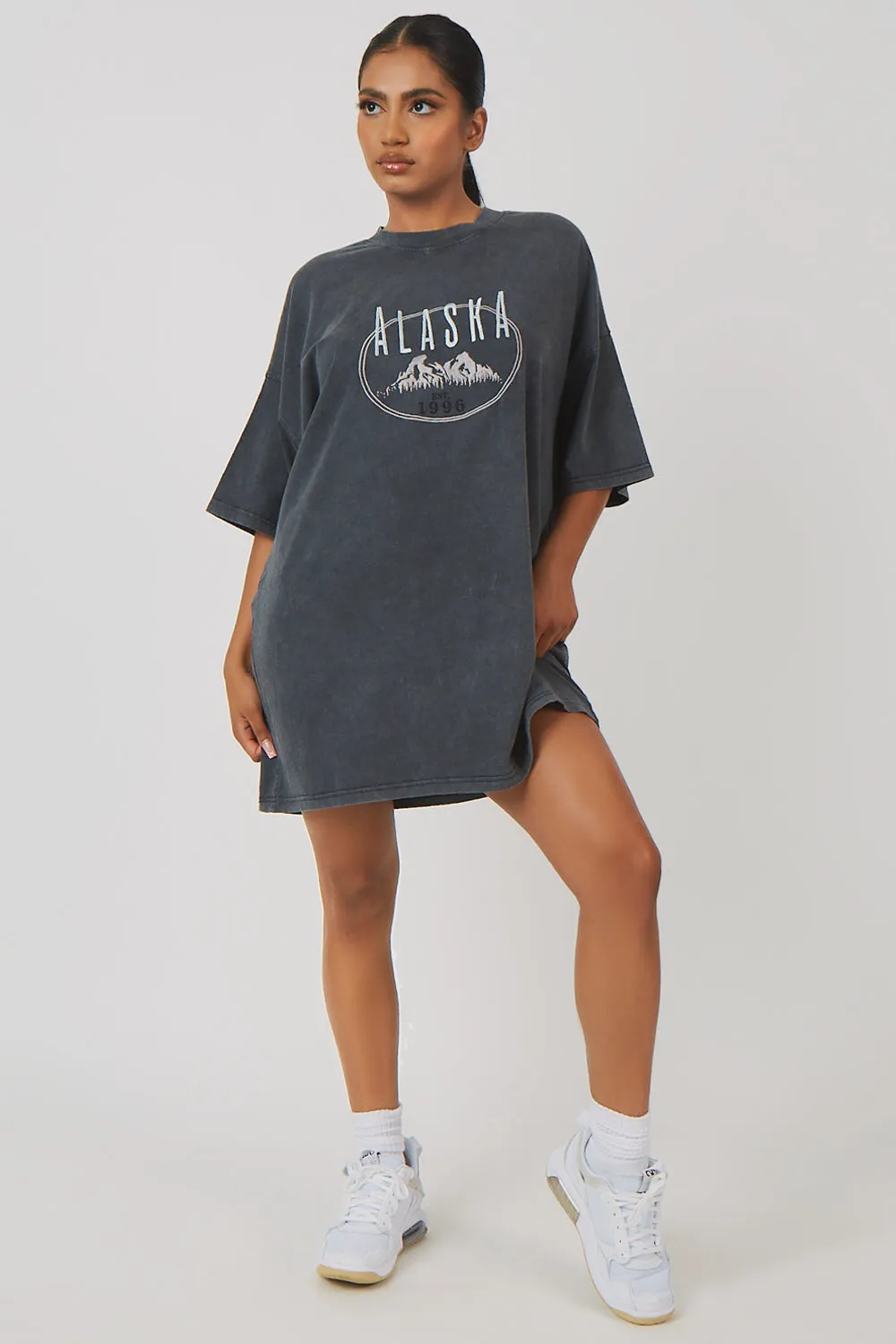 Oversize Graphic T-Shirt Dress Acid Wash sold by Public Desire