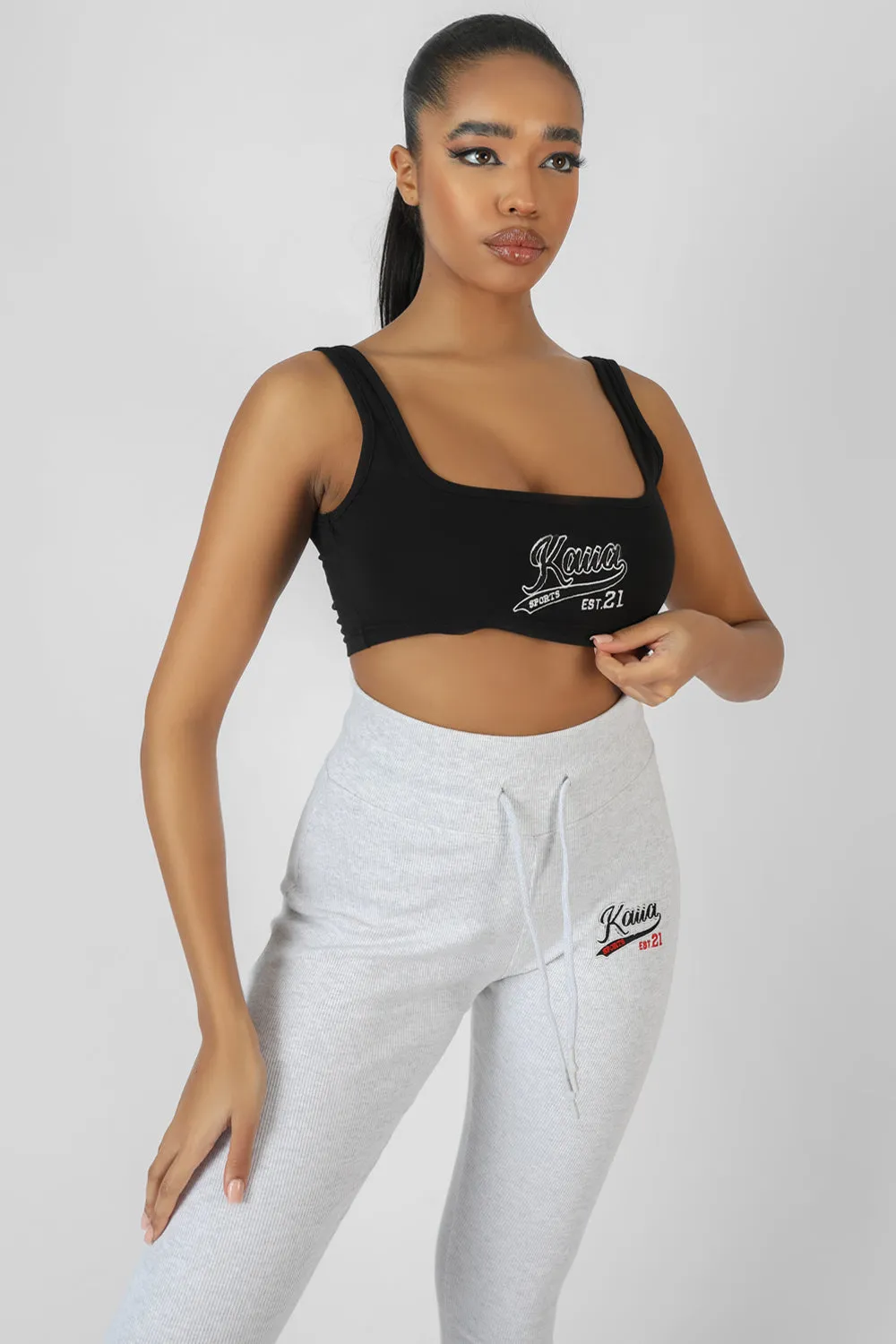 Varsity Embroidery Crop Top Black sold by Public Desire product image thumbnail 2