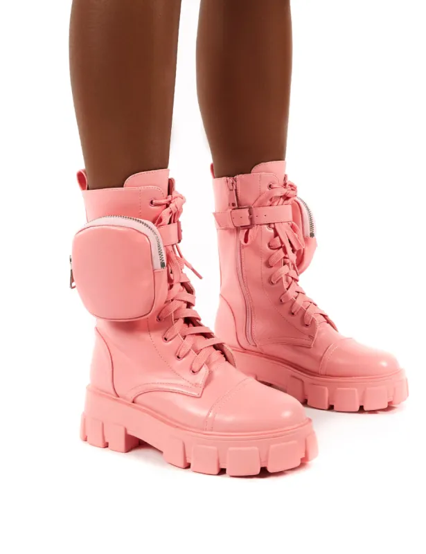 Intention Pink Chunky Sole Pouch Ankle Boots sold by Public Desire