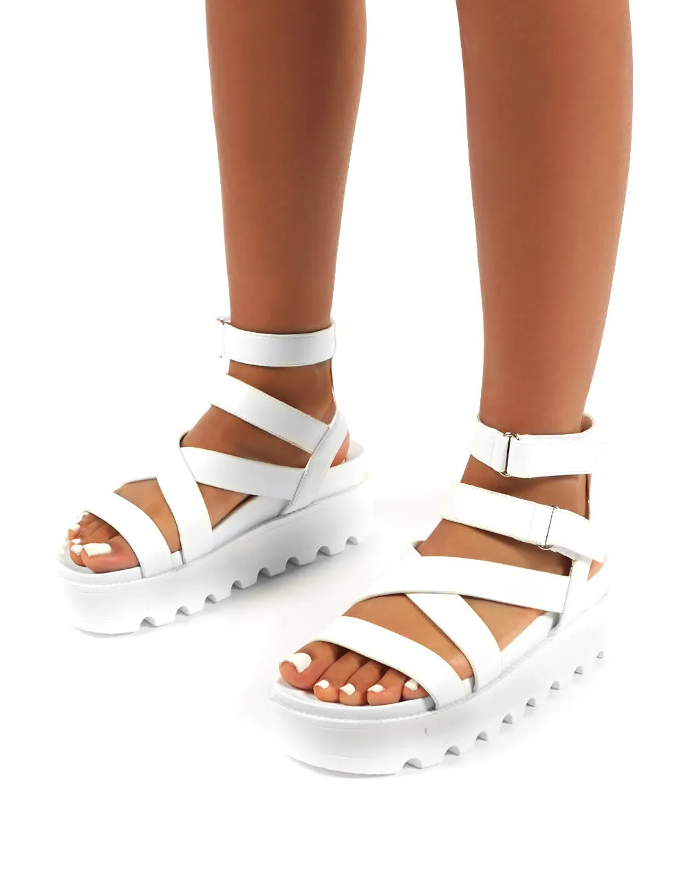 Motion White Chunky Strappy Gladiator Platform Sandals sold by Public Desire product image thumbnail 2