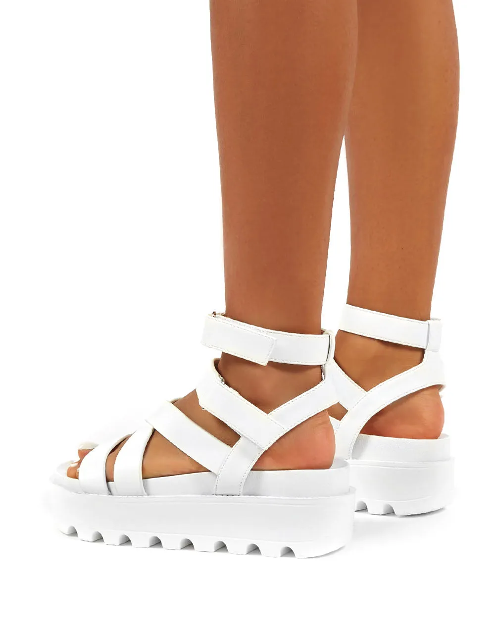 Motion White Chunky Strappy Gladiator Platform Sandals sold by Public Desire product image thumbnail 3