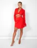 Kaiia Wrap Waist Mini Blazer Dress in Red sold by Public Desire