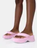 Havana Pink Towelling Flip Flop Chunky Platform Sandals sold by Public Desire