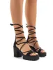 Roxanne Black Strappy Lace Up Cleated Platform Block Heels sold by Public Desire