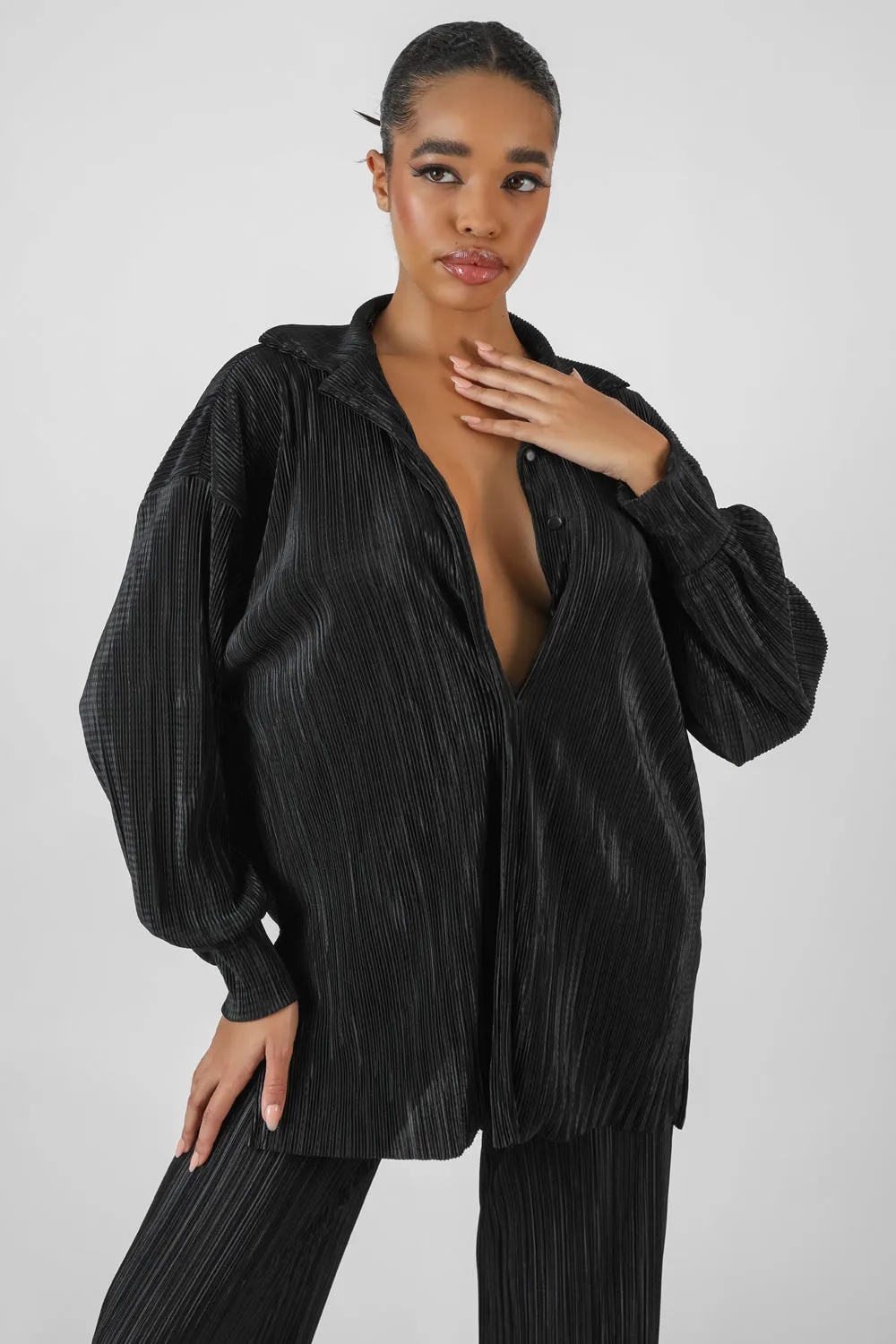 Oversized Plisse Shirt Black sold by Public Desire product image thumbnail 5