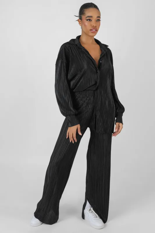 Oversized Plisse Shirt Black sold by Public Desire