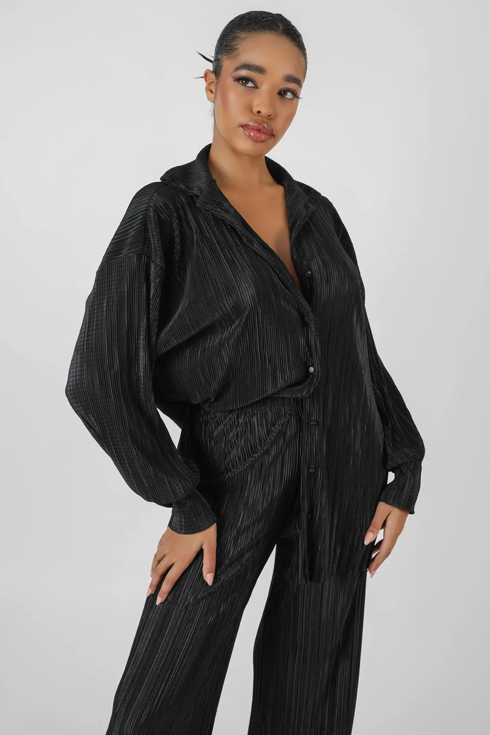 Oversized Plisse Shirt Black sold by Public Desire product image thumbnail 2