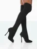 Bubbles Black Knitted Square Toe Over The Knee Stiletto Boots sold by Public Desire