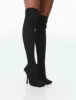 Bubbles Black Knitted Square Toe Over The Knee Stiletto Boots sold by Public Desire